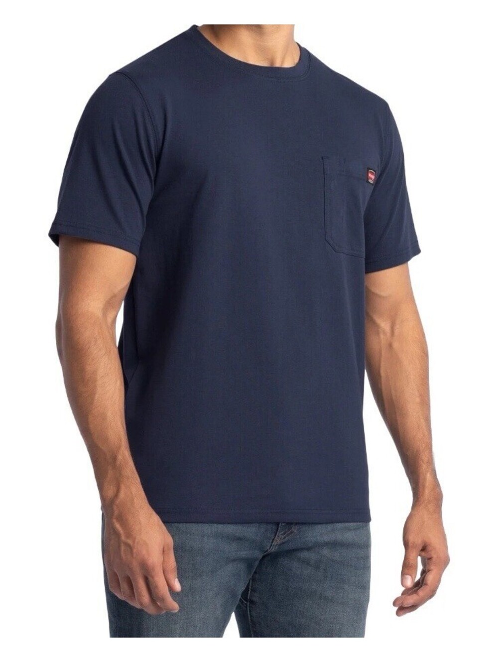 Wrangler Workwear Short Sleeve Heavy Weight Pen Pocket Tee Relaxed Fit Navy M